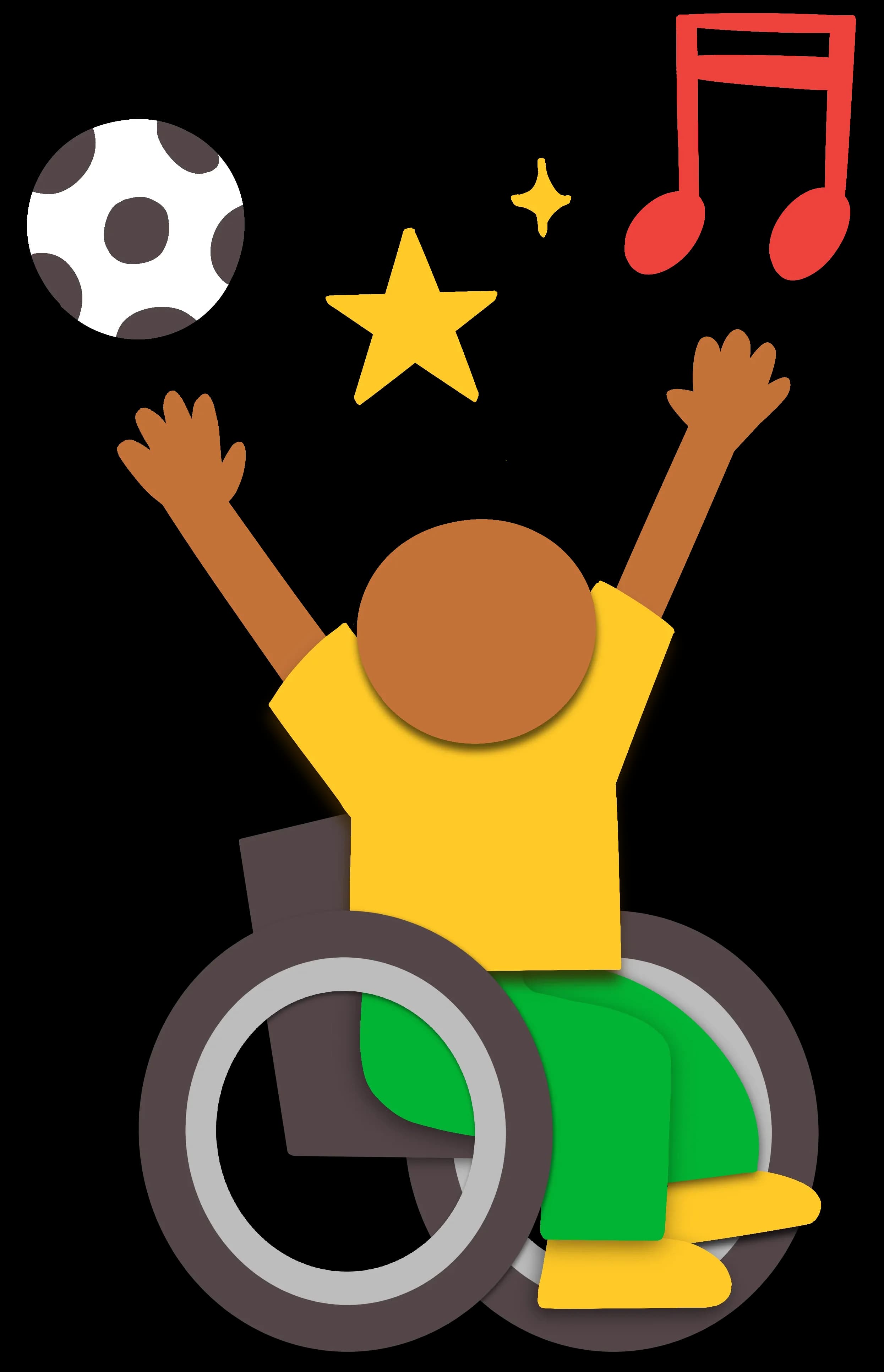 Child in wheelchair smiling while playing Hiro game